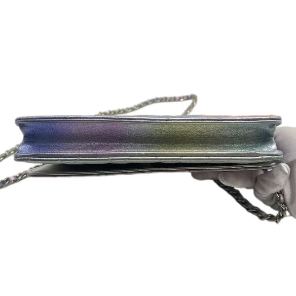 Chanel Gradient Metallic Rainbow Calfskin Quilted Wallet on Chain (WOC)