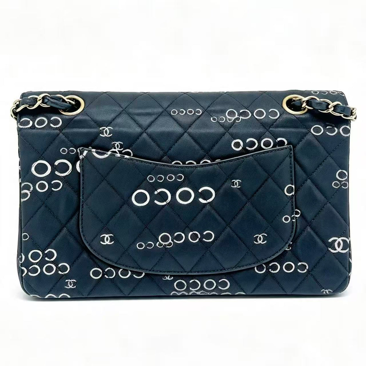 Chanel Black Canvas COCO  Classic Double Flap Shoulder Bag