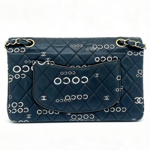 Chanel Black Canvas COCO  Classic Double Flap Shoulder Bag