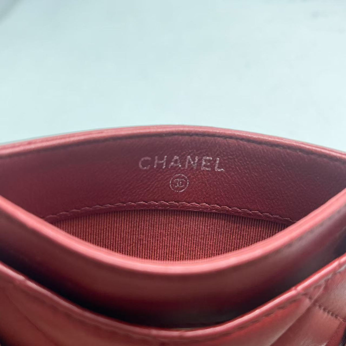 Chanel Red Quilted Caviar Leather CC Card Holder