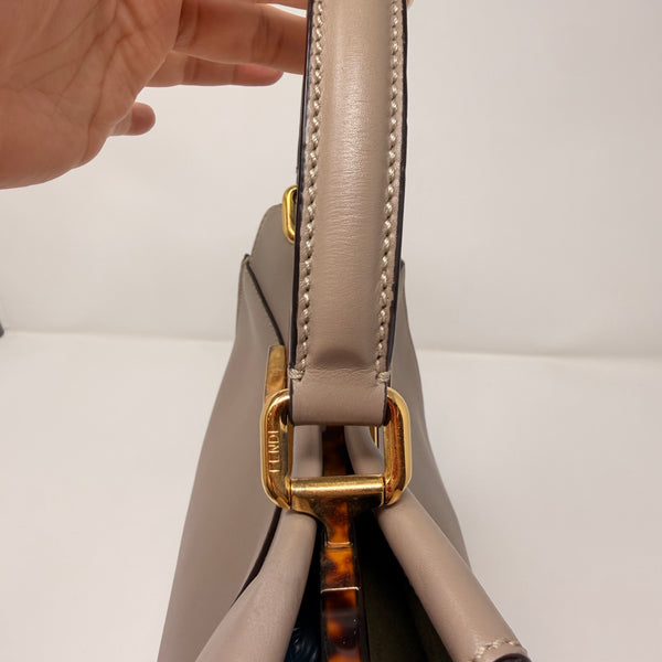 FENDI Vitello Seta Plexiglass Tortoise Medium Peekaboo Iconic Satchel Tortora