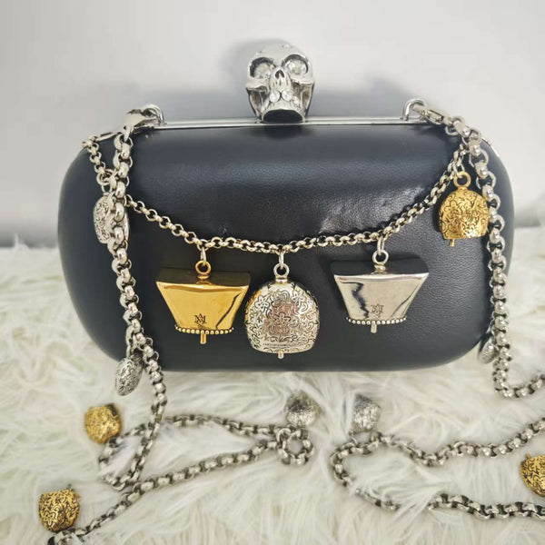 Alexander McQueen Black Leather Box Clutch Bag