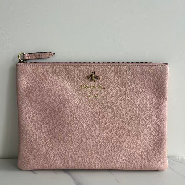 Gucci Pink Leather Clutch Bag