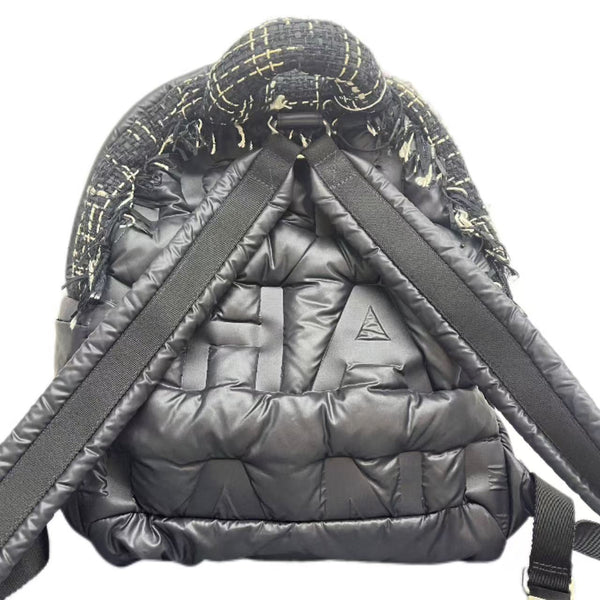 Chanel Black Nylon and Tweed Doudoune Backpack