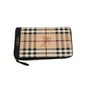 Burberry Beige/Brown Check Canvas and Leather Zip Around Wallet
