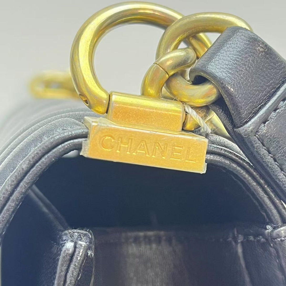 Chanel Boy Handbag Grained Calfskin&Gold-Tone Metal Black