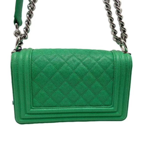 Chanel Green Leather Boy Shoulder Bag