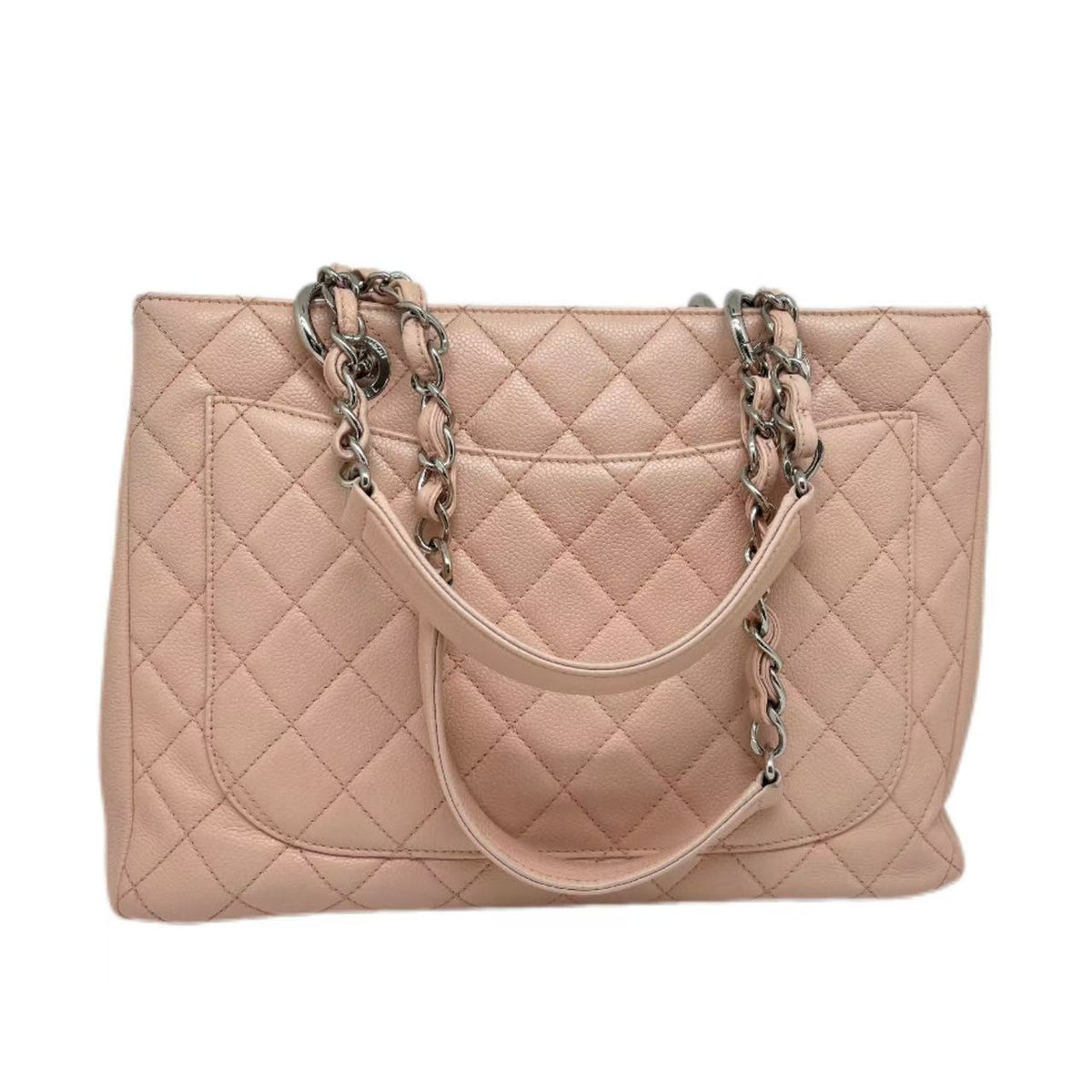 Chanel Light Pink Quilted Caviar Leather Grand Shopping Tote Bag