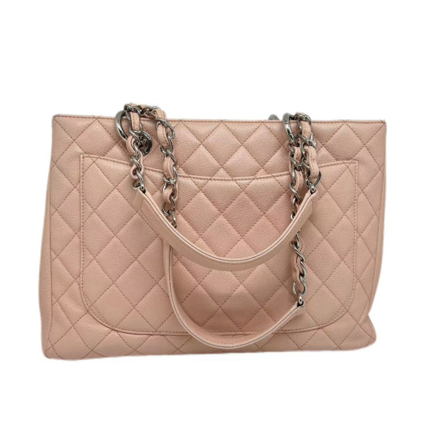 Chanel Light Pink Quilted Caviar Leather Grand Shopping Tote Bag
