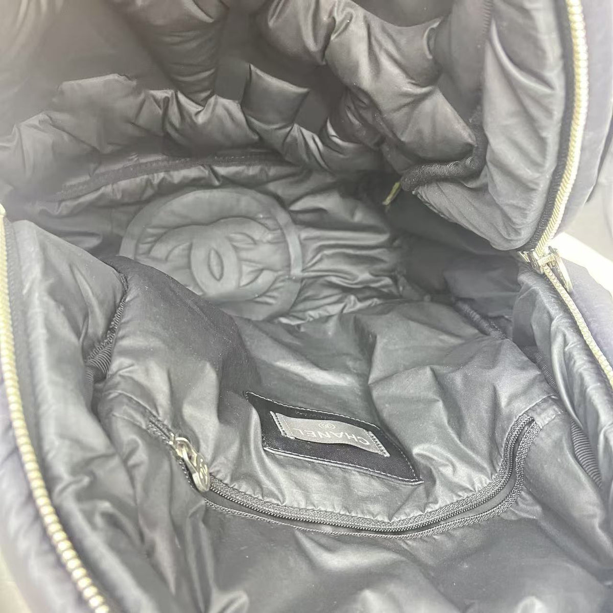 Chanel Black Nylon and Tweed Doudoune Backpack