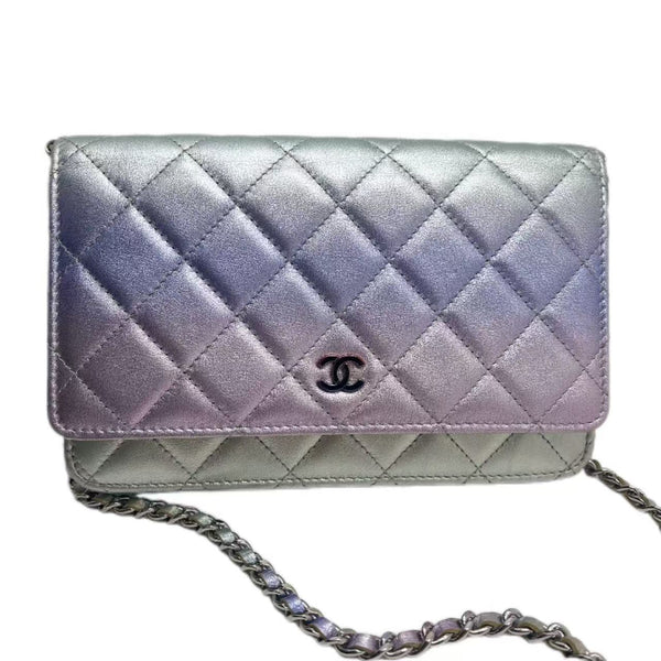 Chanel Gradient Metallic Rainbow Calfskin Quilted Wallet on Chain (WOC)