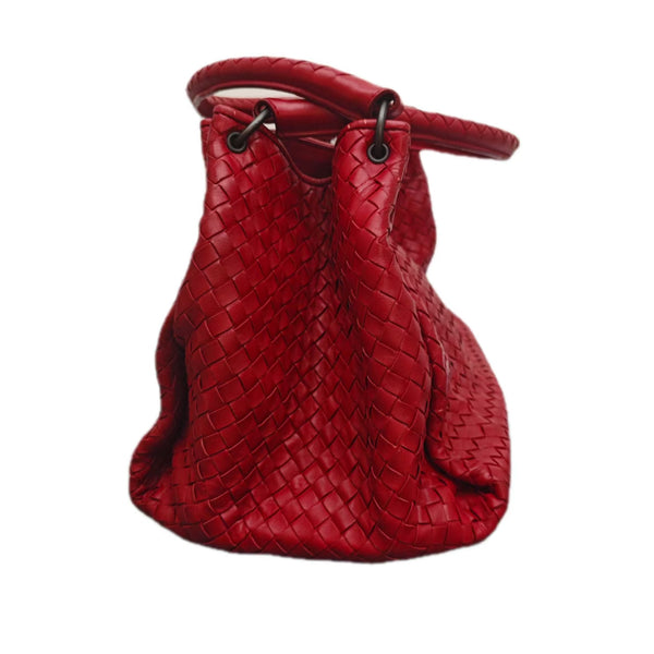 Bottega Veneta Intrecciato Leather Tote Bag Red