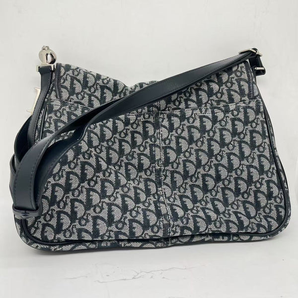 CHRISTIAN DIOR Monogram Flap Messenger Navy Blue