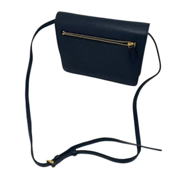 BURBERRY House Check Canvas Ink Blue Leather Small Macken Crossbody Bag