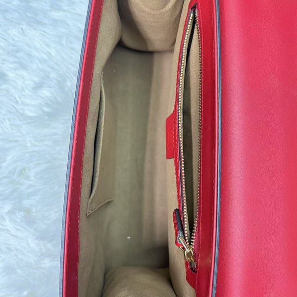 Gucci Red/Pink Leather and GG Monogram Padlock Shoulder Bag