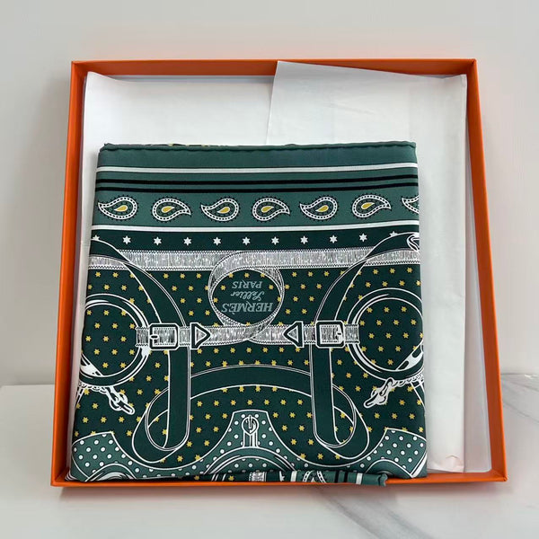 Hermès Cheval Punk Bandana scarf 65 -Green