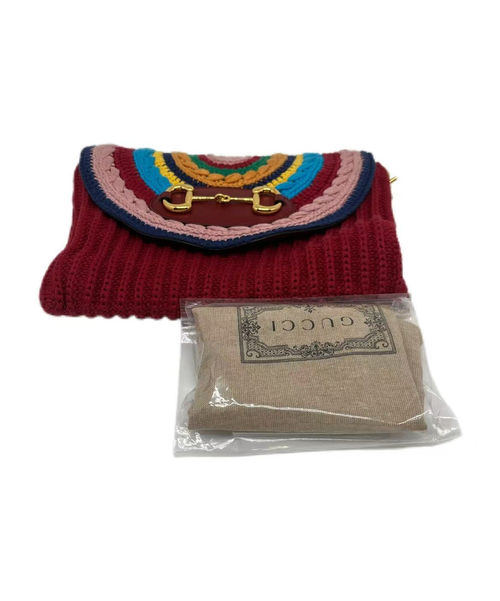 GUCCI Horsebit 1955 Crochet And Knit Cross-Body Bag