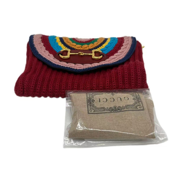 GUCCI Horsebit 1955 Crochet And Knit Cross-Body Bag