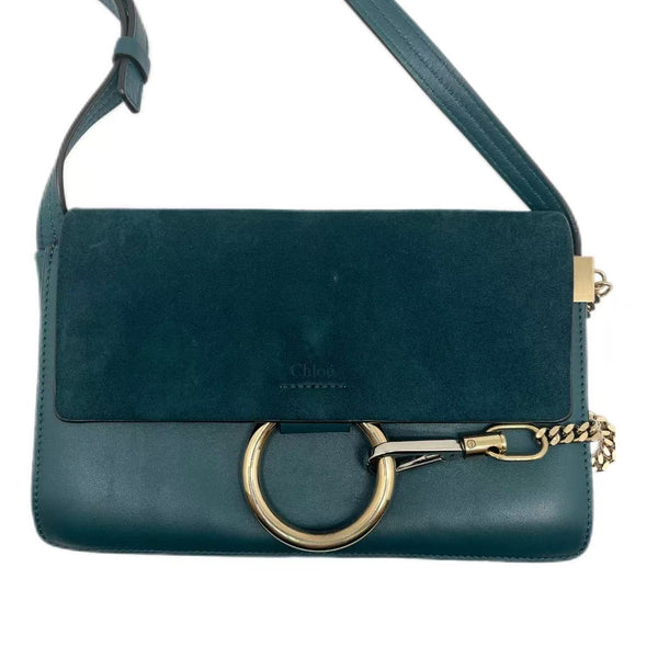 Chloé Faye Blue Suede Shoulder Bag