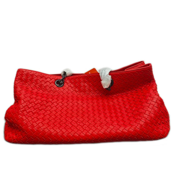 Bottega Veneta Red Intrecciato Leather Tote