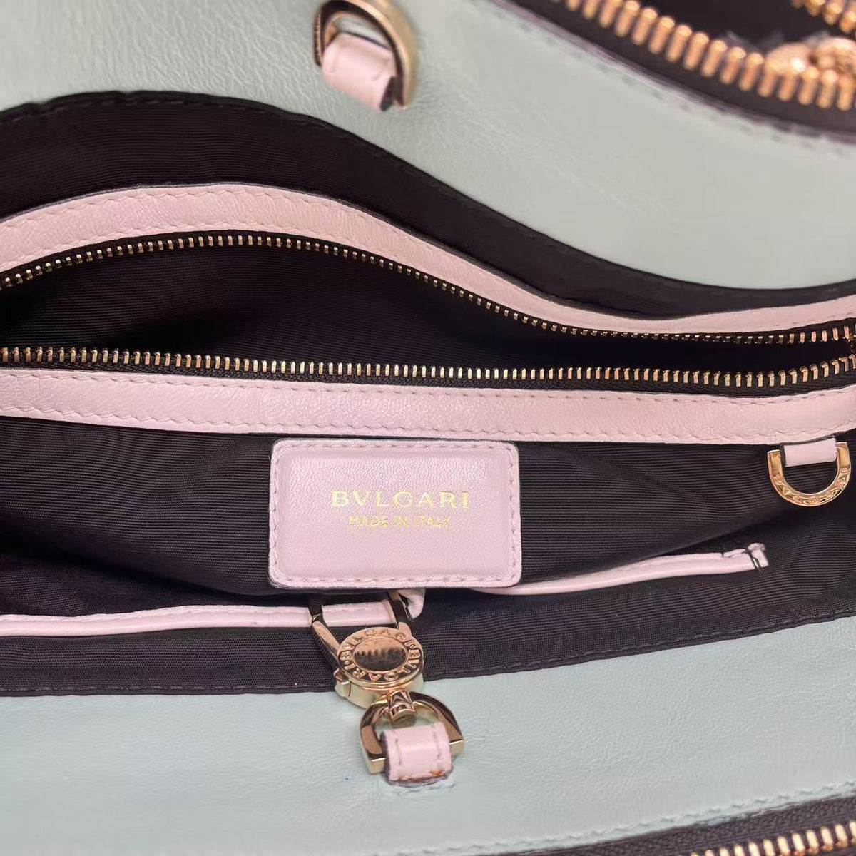 Bvlgari Blue/White Karung Leather Serpenti Tote
