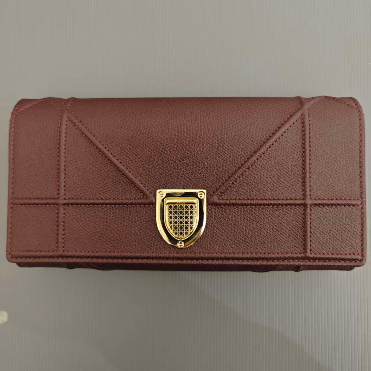 Dior Burgundy Leather Diorama Chain Clutch
