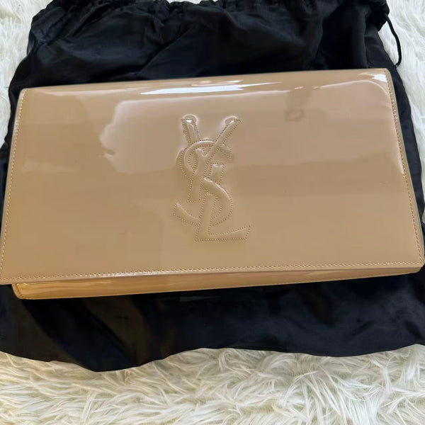 Beige Ysl Bag In Patent Leather