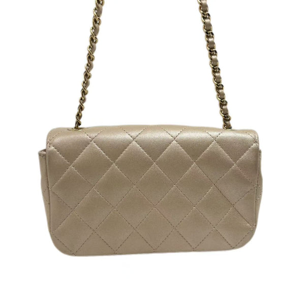 Chanel Classic Metallic Gold Quilted Lambskin Mini Flap Bag