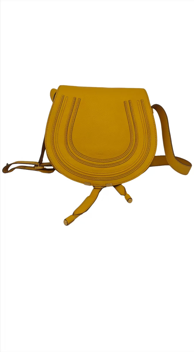 Chloé Marcie Daffodil Leather Crossbody Saddle Bag