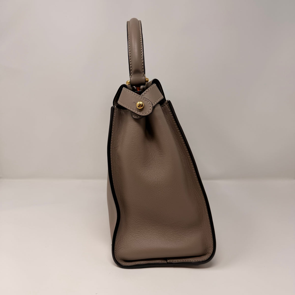 FENDI Vitello Seta Plexiglass Tortoise Medium Peekaboo Iconic Satchel Tortora