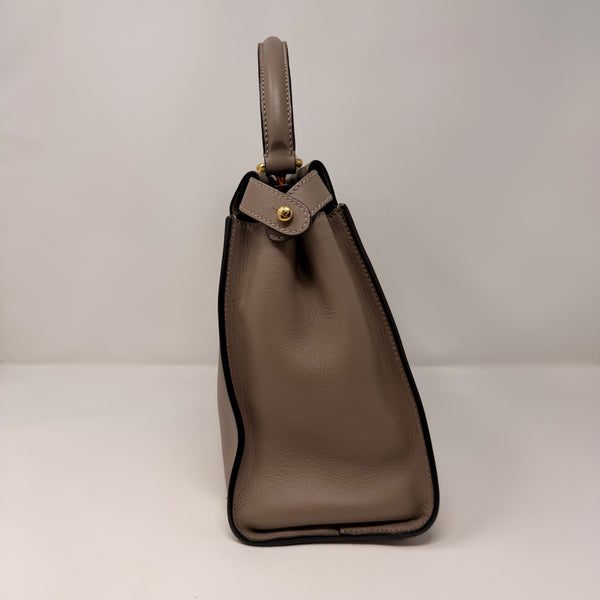 FENDI Vitello Seta Plexiglass Tortoise Medium Peekaboo Iconic Satchel Tortora