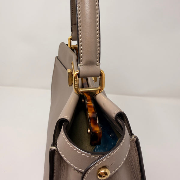 FENDI Vitello Seta Plexiglass Tortoise Medium Peekaboo Iconic Satchel Tortora