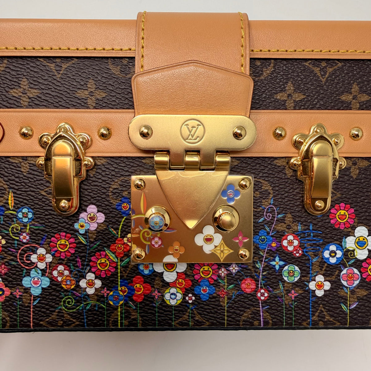 LOUIS VUITTON x Takashi Murakami Petite Malle Monogram Floral Mini Trunk Bag M13667