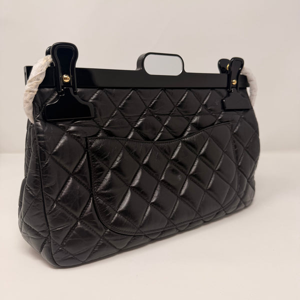 CHANEL Rare 2016 2.55 Reissue Hanger Flap Bag Black Aged Calfskin Gold Hardware