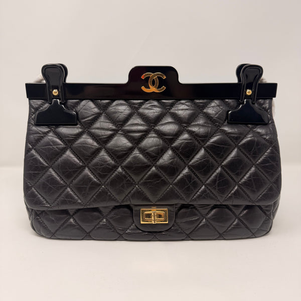 CHANEL Rare 2016 2.55 Reissue Hanger Flap Bag Black Aged Calfskin Gold Hardware