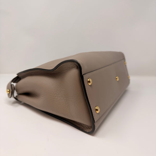 FENDI Vitello Seta Plexiglass Tortoise Medium Peekaboo Iconic Satchel Tortora
