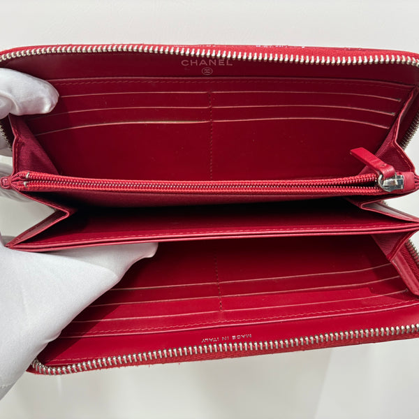CHANEL Patent Long Wallet Burgandy