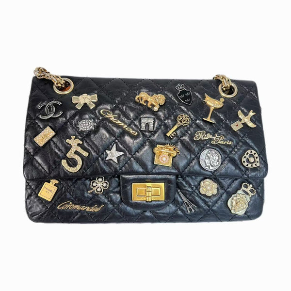 Chanel Black Quilted Leather Lucky Charms Classic Bag