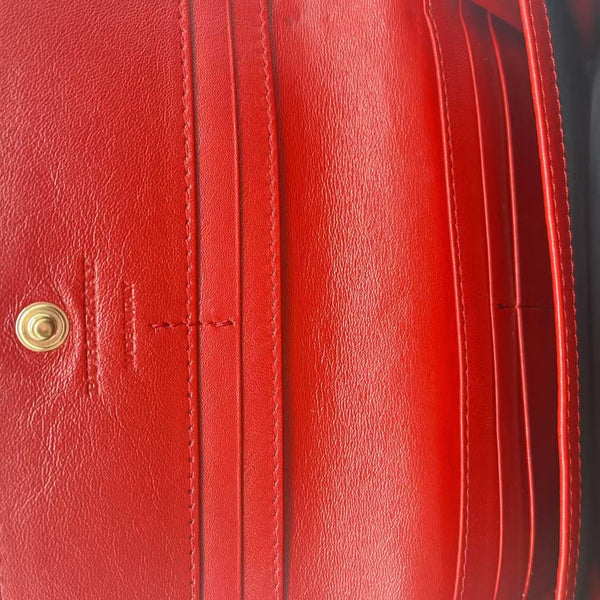 Burberry House Check Canvas & Leather Flap Wallet Red