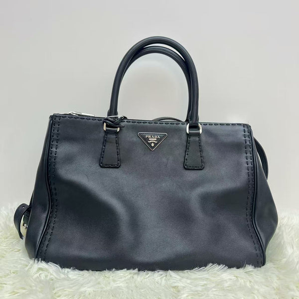 Black Prada Double Zipper Tote