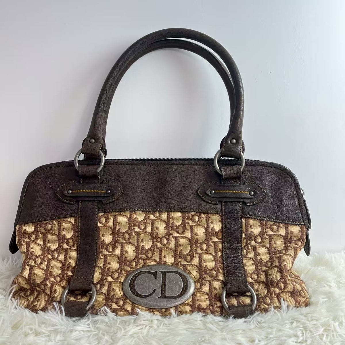 Dior Brown CD Logo Oblique Shoulder Bag