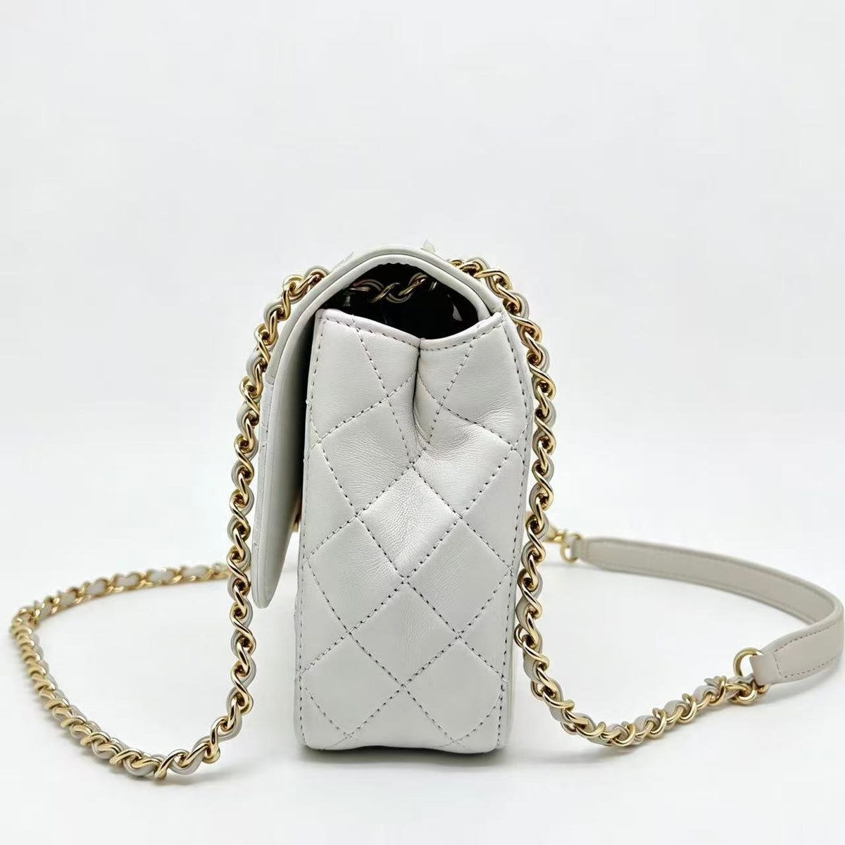 Chanel beige and  quilted leather shoulder flap bag