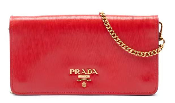 PRADA Vitello Move Leather Wallet on Chain