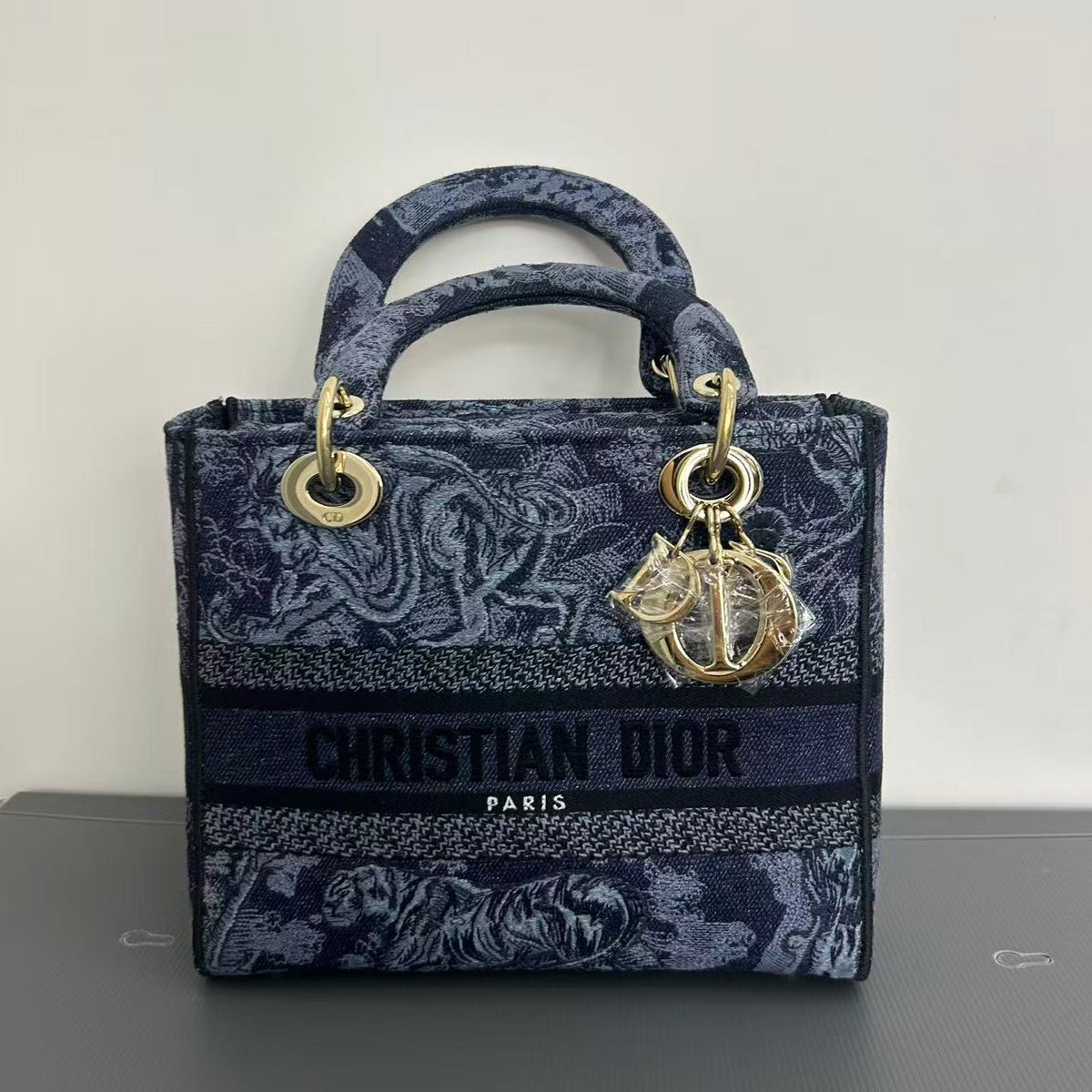 Christian Dior Navy Canvas Handbag Navy blue