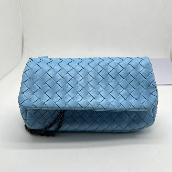 Bottega Veneta Light Blue Intrecciato Woven Nappa Leather Mini Woc