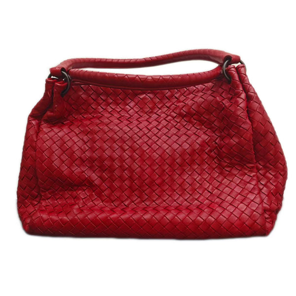 Bottega Veneta Intrecciato Leather Tote Bag Red