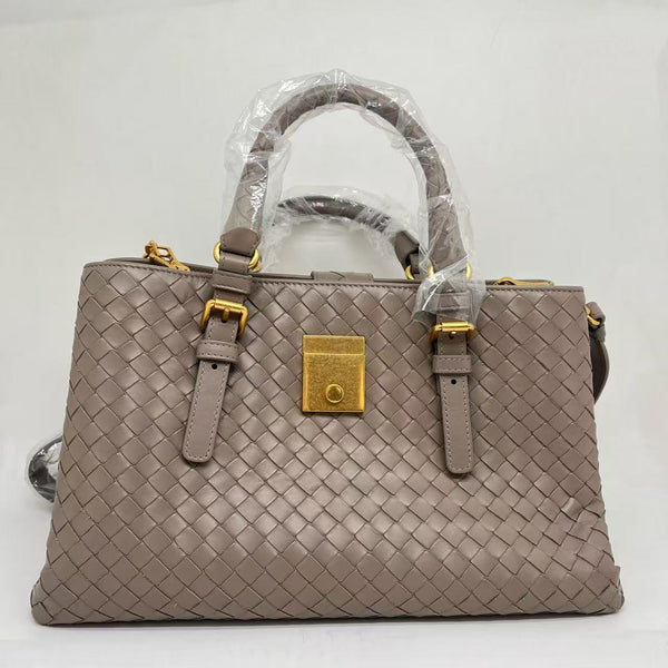 Bottega Veneta Dark Beige Intrecciato Leather  Roma Tote