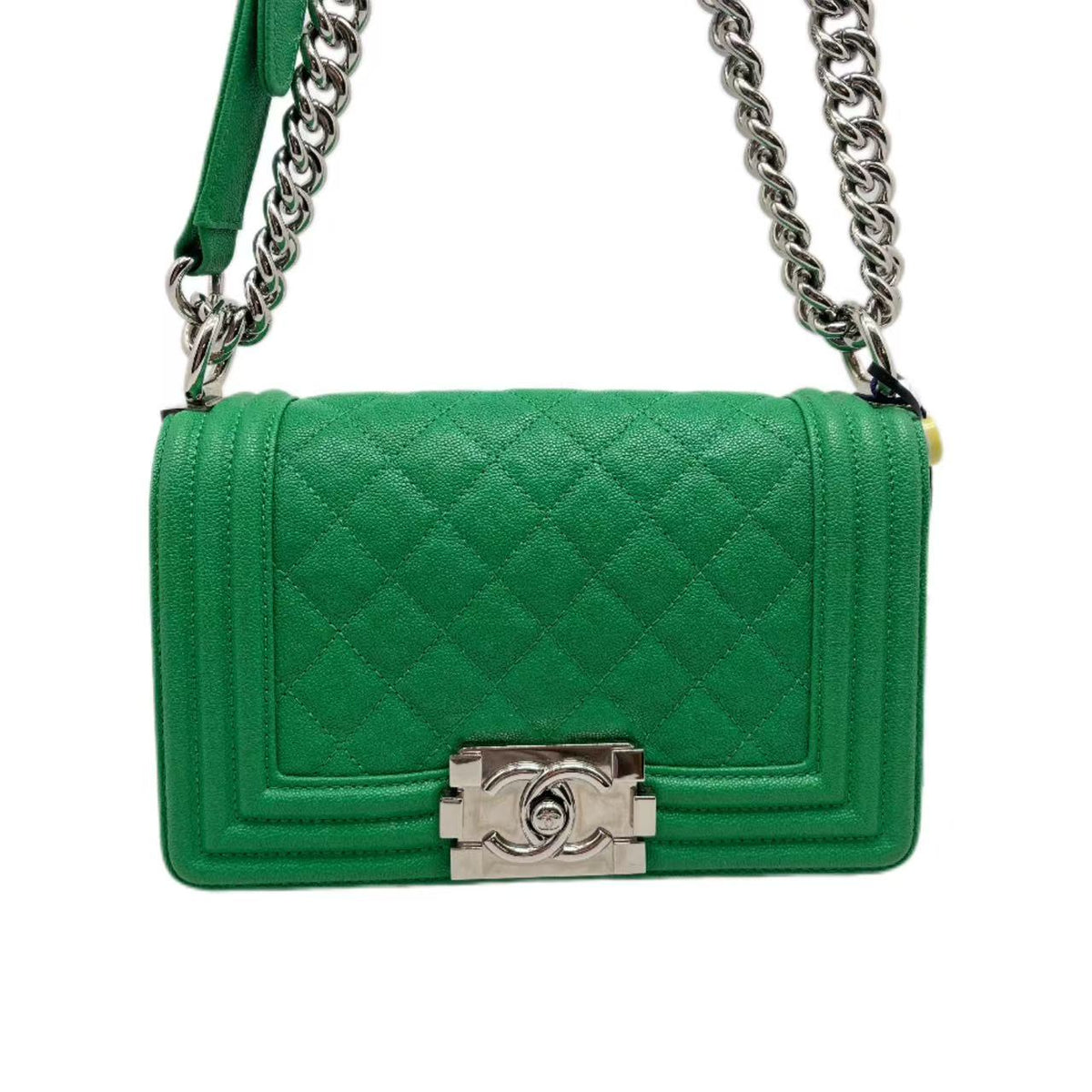 Chanel Green Leather Boy Shoulder Bag