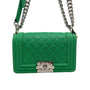 Chanel Green Leather Boy Shoulder Bag
