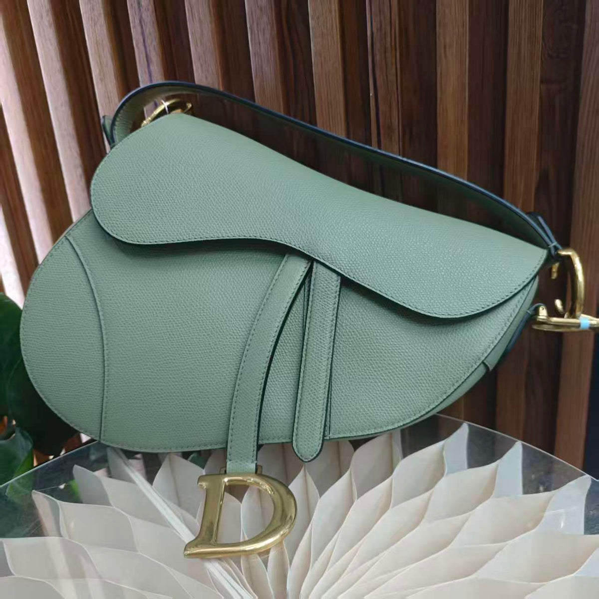 CHRISTIAN DIOR Grained Calfskin Saddle Bag